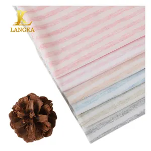 Langka wholesale kg price single jersey stripe 100% combed cotton yarn-dyed knit fabrics for t-shirts