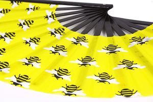 Grand éventail pliant décoratif à motif abeille et insectes, pour festivals, soirées, spectacles de danse et événements. - Product Image 3