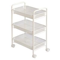 Chariot de rangement en plastique à 3 niveaux, chariot utilitaire roulant, Stable, stockage d'outils métalliques mobiles, facile à plier, 3 ans Sina