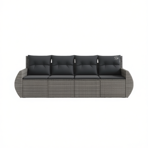 Dark Grey <b>Rattan</b> Garden <b>Sofa</b> Set 4 Seater <b>Outdoor</b> Furniture Contemporary Design - Product Image 1