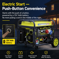 Générateur tri-énergie 10 kW 13 kVA essence, propane, gaz naturel 380 V triphasé, démarrage électrique, portable pour la maison et les situations d'urgence