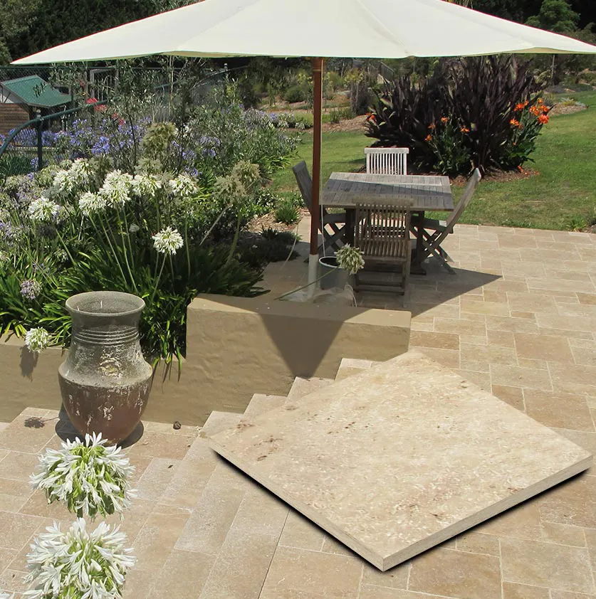 Wholesale Natural Stone Swimming Pool deck tiles Silver Travertine Stone Ivory Deck Tile