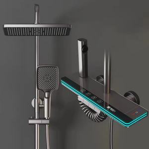 Grifo de Ducha Inteligente con Pantalla de Temperatura LED, 4 Funciones, Patrón de Rociado de Lluvia Suave, Diseño de Tecla de Piano Oculto, Fabricado en Latón - Product Image 1