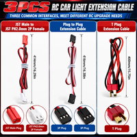 RCXAZ Lot de 3 câbles d'extension pour éclairage RC, adaptateur JST PH2.0 de type T Plug à Plug pour mise à niveau de treuil LED 1/10 Crawler TRX4 SCX10