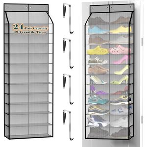 Organizador de Zapatos para Puerta con Capacidad para 24 Pares, Almacenamiento Colgante de Doble Cara para Zapatillas, Botas, Uso Familiar y Infantil - Product Image 1