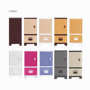 Versatile Foldable Plastic <b>Storage</b> Container Stackable with Rattan Pattern Drawer and Hanging <b>Clothes</b> Pole for Home Use - Product Image 2