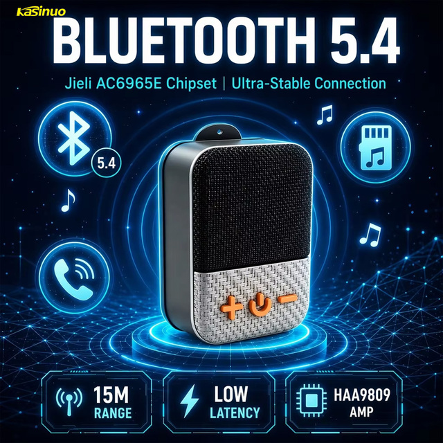 Kasinuo Mini Portable Speaker 5W Output IPX5 Waterproof TWS Stereo Sound for Travel Outdoor Home Use