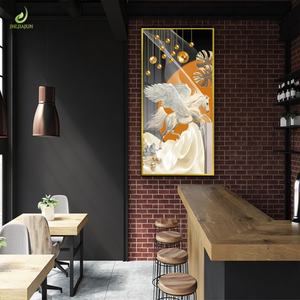 Porcelana Impecable con Detalles de Cristal: una Obra de Arte, Ambiente de Alta Gama, Sala de Estar con Cuadros Colgantes y Luces LED - Product Image 3