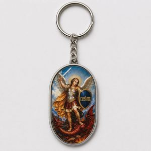 Llavero de Metal Personalizado al por Mayor con San Miguel Arcángel, Amuleto Religioso, Impresión UV, Regalo para Católicos y Creyentes - Product Image 2
