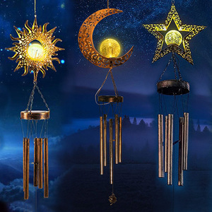 IP65 Solar New Moon Wind Chime <b>Light</b> Iron Art Sun Lawn Cast <b>Light</b> Outdoor Garden Decoration Waterproof Garden <b>Light</b> - Product Image 1