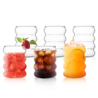 Tasses empilables en verre à haute teneur en borosilicate faites à la main accessoires de bar tasse à café en verre verres à boire glacés à l'eau paille assortie