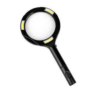 Led <b>Magnifying</b> <b>Glass</b> With <b>Light</b> 3 Cob Lamps Battery Operated Handheld Reading Magnifier For Seniors - Product Image 4
