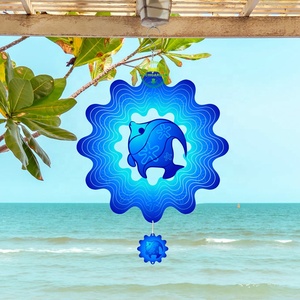 Molinillos de Viento Metálicos OEM y ODM, Molinillos de Viento de Acero Inoxidable, Adorno de Jardín, Molinillo de Viento 3D Mandala, Pez de Aguas Profundas - Product Image 4