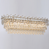 Lustre en cristal moderne de luxe pendentif rond design ovale avec base E12 pour villa ou hôtel