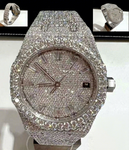 Relojes de Lujo con Diamantes Auténticos, Estilo Hip Hop, con Incrustaciones de Diamantes, Mecánicos Automáticos, de Acero Inoxidable y Cristal, con Detalles en Oro y Moissanita VVS - Product Image 1
