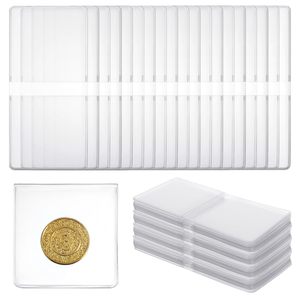 Vente en gros NOVISON Personnalisé 2x2 2.5x2.5 pouces Double pochette en PVC et PET Résistant à l'eau avec sangle chaîne pour rangement de porte-monnaie - Product Image 1