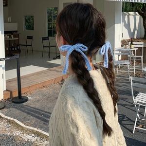 Lazo para el pelo de hilo, cinta versátil para el pelo, accesorio para el pelo de doble cola de caballo, tocado femenino - Product Image 3