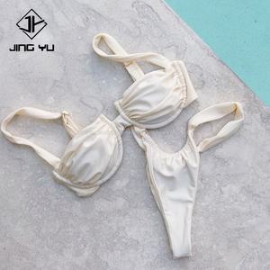 ชุดว่ายน้ำผู้หญิงแบบมีระบาย ชุดบิกินี่สีขาว ผู้ผลิตชุดว่ายน้ำบิกินี่และชุดชายหาด - Product Image 2