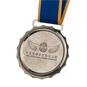Custom Retro Zilver Brons Custom 3d Dubbel Logo Competitie Geschilderde Metalen Sport Award Medaille Met Sublimatie Lint Lanyard