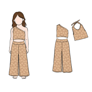 Conjunto de Pantalones de Campana y Top de un Solo Hombro B2 para Niñas, Lindo, de Color Sólido, Cómodo y Transpirable, Ropa de Bebé, Conjunto de Jersey de Nailon/Algodón - Product Image 3