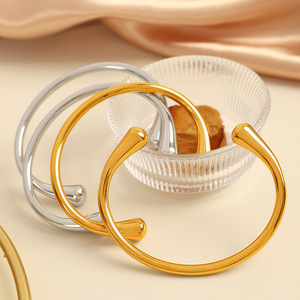 Women's Geometric Titanium Steel <b>Bangle</b> Gold <b>Silver</b> Electroplated Jewelry Gift <b>Bracelet</b> - Product Image 3