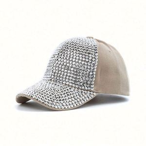 Wholesale Bling Bling Rhinestone Baseball Cap Unisex Pink Custom Sporty Image 100% Cotton Metal Buckle - Product Image 5