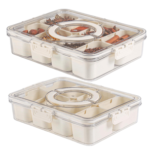 Boîte à collation en plastique au design classique, compatible lave-vaisselle et micro-ondes, pour la cuisine et le camping, plateau de service compartimenté avec couvercle - Product Image 5