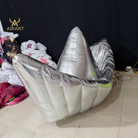 Bateau gonflable de haute qualité à texture argentée métallique, facile à installer, bateau personnalisé pour fête disco spatiale