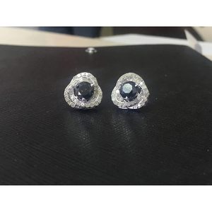 Ornaatis Diamond <b>Stud</b> <b>Earrings</b> 3.29 Cttw Round <b>Black</b> White Fancy Dark 10K Solid White Gold Screw Back Women's Everyday Wear - Product Image 6