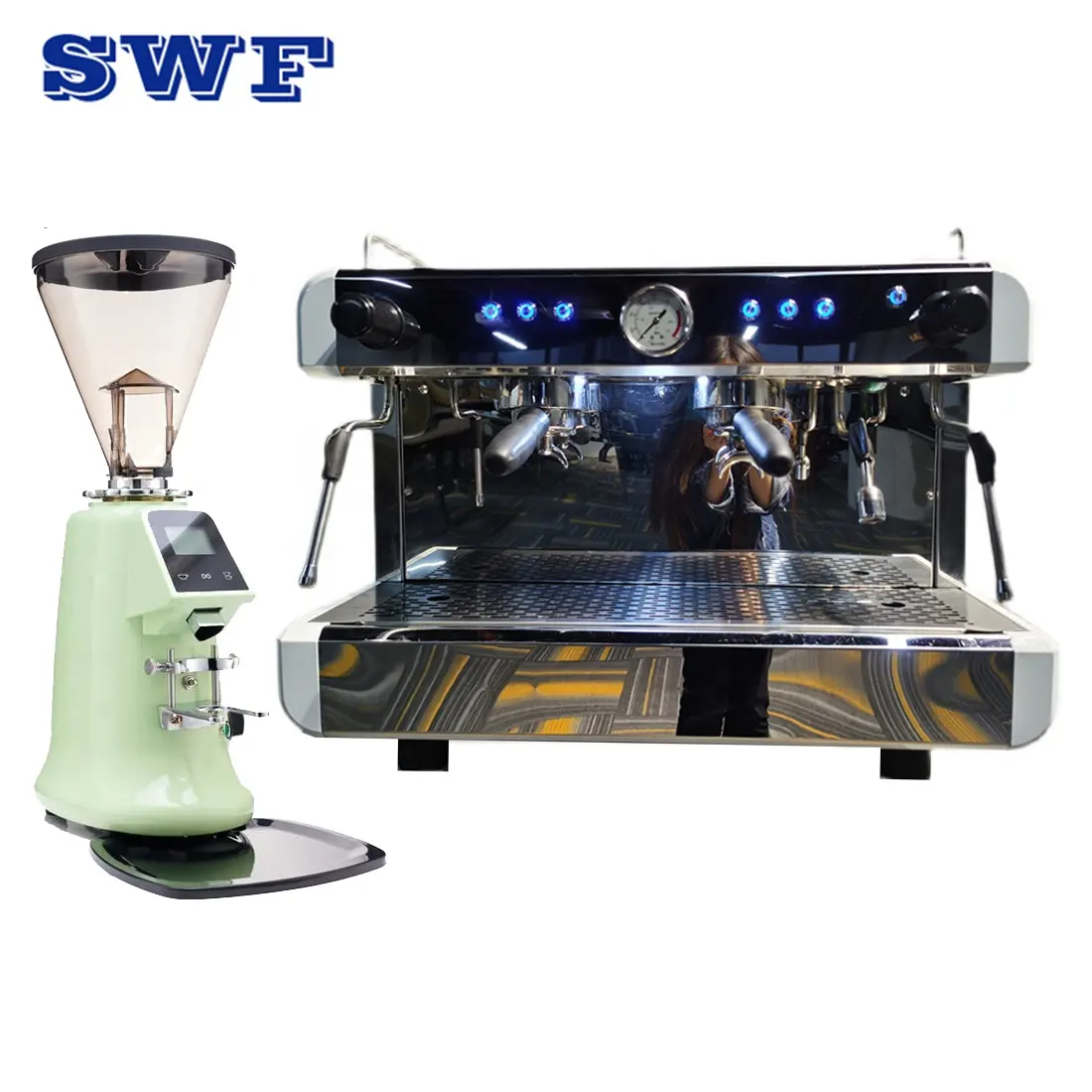 Commerciële dubbele kop industriële Barista espressomachine Cappuccino koffiezetapparaat espressomachine