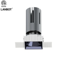 Plafonnier encastré intelligent 2 pouces 12W, dimmable DALI, homologué IC, éclairage architectural carré/rond sans bordure