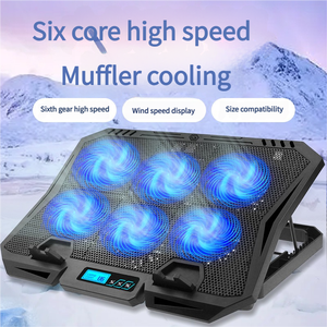 X6A çift sessiz fanlar plastik dizüstü soğutma pedi 15-17.3 stok için 2 USB portu ile ayarlanabilir ergonomik standı - Product Image 5