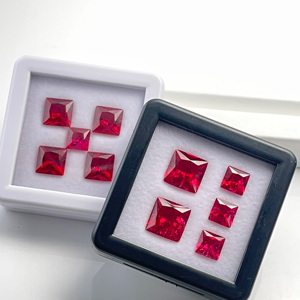 Bán buôn tổng hợp <span class=keywords><strong>Ruby</strong></span> đá quý vuông công chúa 4x4mm-12x12mm phòng thí nghiệm tạo ra <span class=keywords><strong>Ruby</strong></span> Loose đá với nhỏ vết nứt và vùi - Product Image 2