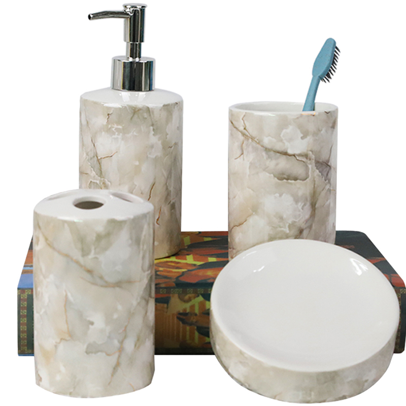 Хит продаж, экологически чистый керамический набор для ванной Redeco в мраморном стиле, Товары для ванной комнаты