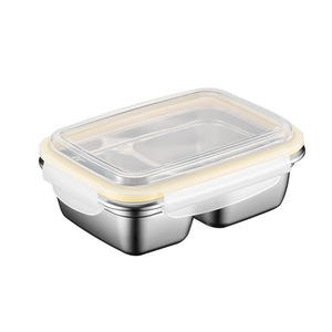 304 Stainless Steel Compartment Lunch <b>Box</b> With PP Lid Microwaveable For Office Workers And Students - Product Image 3