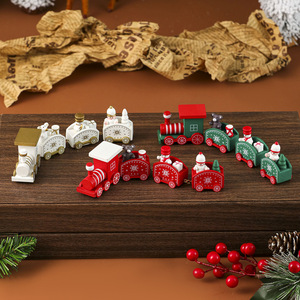 Wooden <b>Mini</b> <b>Train</b> Figurines Red White Green Christmas Ornaments Indoor Decorations Holiday Gifts - Product Image 4