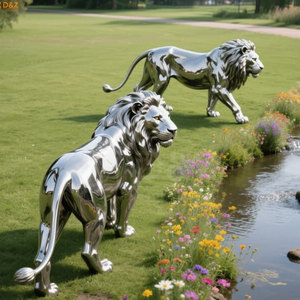 Nuevos productos calientes Gran jardín al aire libre decorado Estatua de animal forjado a mano Escultura De León de acero inoxidable - Product Image 1