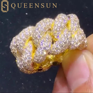 Anelli Hip Hop con Diamanti e Anelli Cuban in Moissanite QUEENSUN GRA D <span class=keywords><strong>VS</strong></span> Oro 10K 14K 18K da Uomo e Donna - Product Image 3