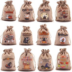 Sac cadeau en lin Wansheng Offre Spéciale décoration <span class=keywords><strong>de</strong></span> cadeau <span class=keywords><strong>de</strong></span> noël petit sac en tissu sac d'emballage <span class=keywords><strong>de</strong></span> bonbons d'halloween - Product Image 1