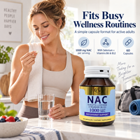 Capsules de NAC 1000mg avec L-Cystéine, Vitamines B6, B12 et Sélénium – Antioxydant et Soutien Hépatique – 60 Capsules Végétales – Marque Privée OEM