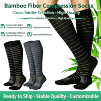 Chaussettes de compression en fibre de bambou premium 2026 pour femmes et hommes, hauteur mollet, soutien gradué, pour la course, la corde à sauter, le fitness et la récupération
