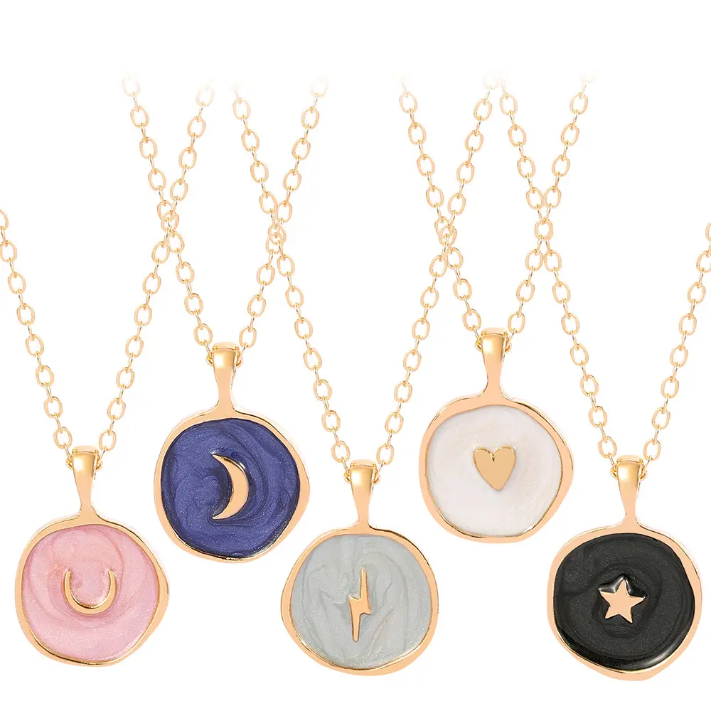 Jewelry Studs Earrings Rings Alloy Enamel Moon And Star Pendant Necklace