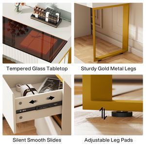 <span class=keywords><strong>Tocador</strong></span> de Maquillaje de Lujo Moderno de 120cm con Cajones <span class=keywords><strong>Sin</strong></span> <span class=keywords><strong>Espejo</strong></span> y Taburete para Esenciales de Belleza en el Dormitorio - Product Image 6