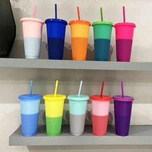 Vasos de Plástico Reutilizables de Gran Capacidad con Tapa y Pajita, 710 ml, con Logotipo Personalizado, para Camping y Actividades al Aire Libre, Cambian de Color - Product Image 3