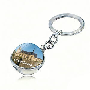 Customized Luxembourg San Marino Morocco Tourist Souvenir Custom Design Glass Keychain