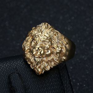 Anillo de Cabeza de León para Hombre, Acero de Titanio Dorado, Joyería del Zodiaco Animal, Regalo - Product Image 2