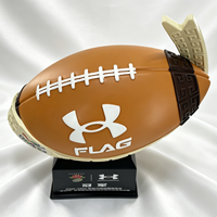 Trophée de football américain en résine personnalisée, modèle de rugby 3D, base noire, logo gravé au laser, prix de championnat sportif