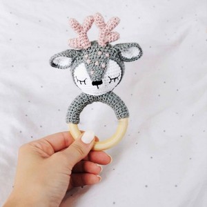 Sonaglio presente del regalo del bambino di benvenuto del regalo del giocattolo del neonato di massaggiagengive del cotone organico per il bambino - Product Image 1