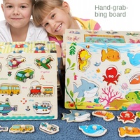 3D-puzzel Montessori Vroeg Leren Alfabet Dierenverkeer Handgreepbord Babyspeelgoed 57 jaar Houten YCA-Grab Board