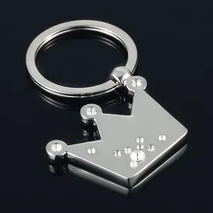 Hot Sale Crown Keychain Shiny Silver Key Chain Metal Crown Stone Keyring